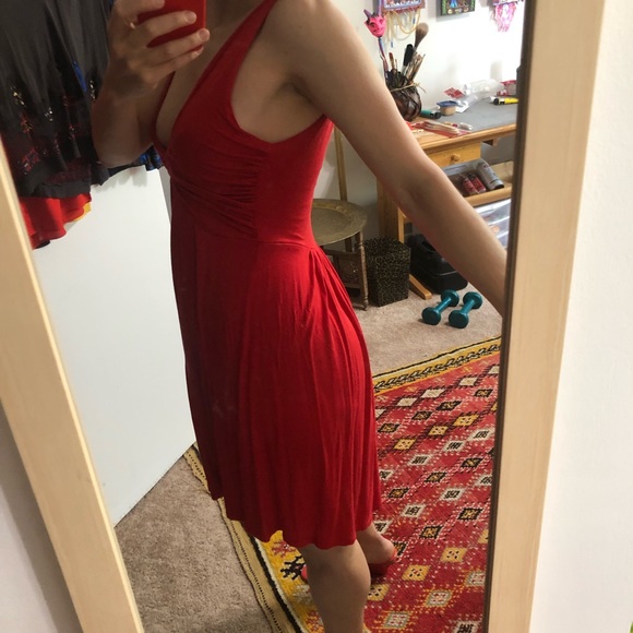 Red Plunging V-Neck Zara Dress - Picture 2 of 6